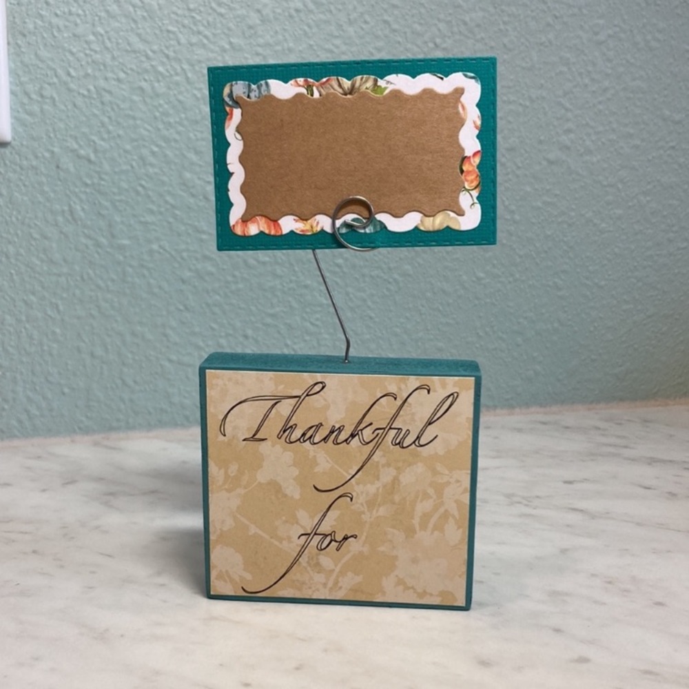 NEW Thankful For Sign Card Picture Holder Teal